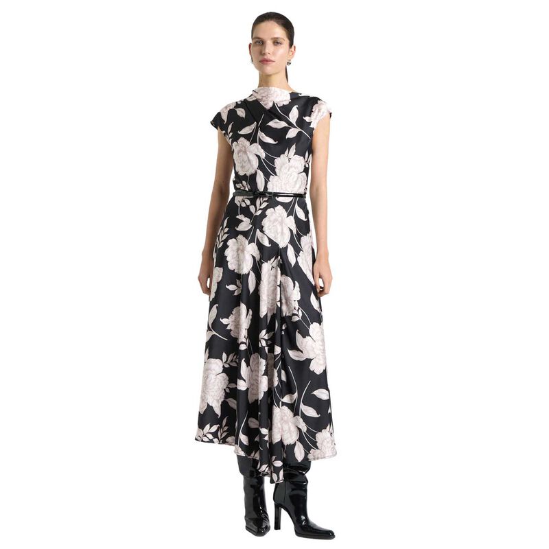 Cue Black Rose Satin Midi Dress image number 0
